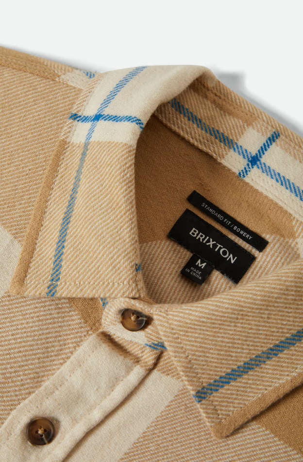 Brixton Bowery L/S Flannel - White / Sand / Cyber Blue - Image 3