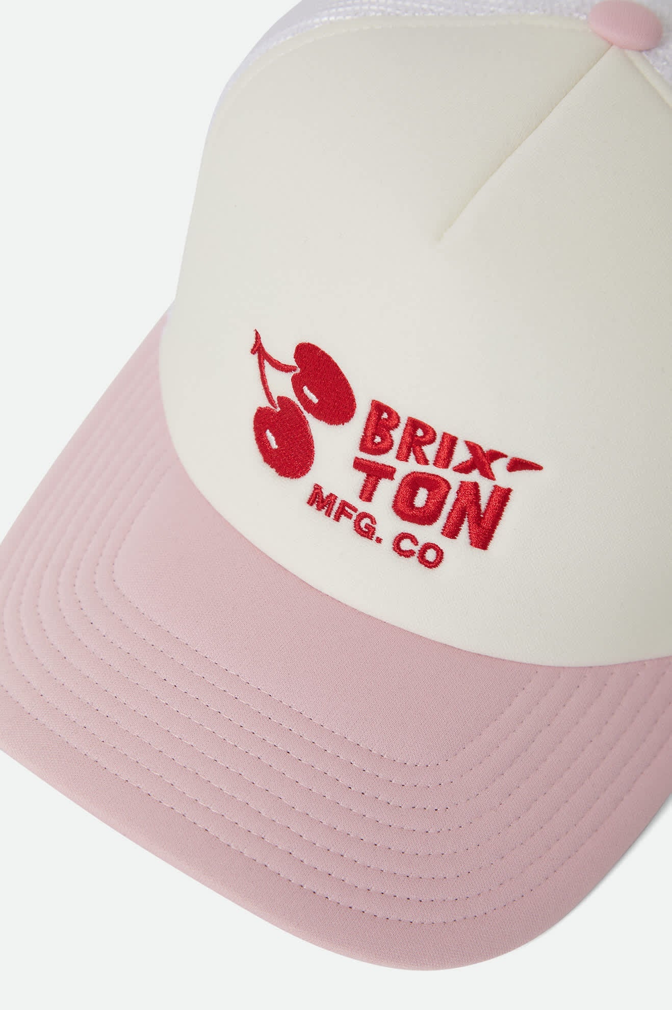 Brixton Cherry NP Trucker Hat - White / Pink - Image 3