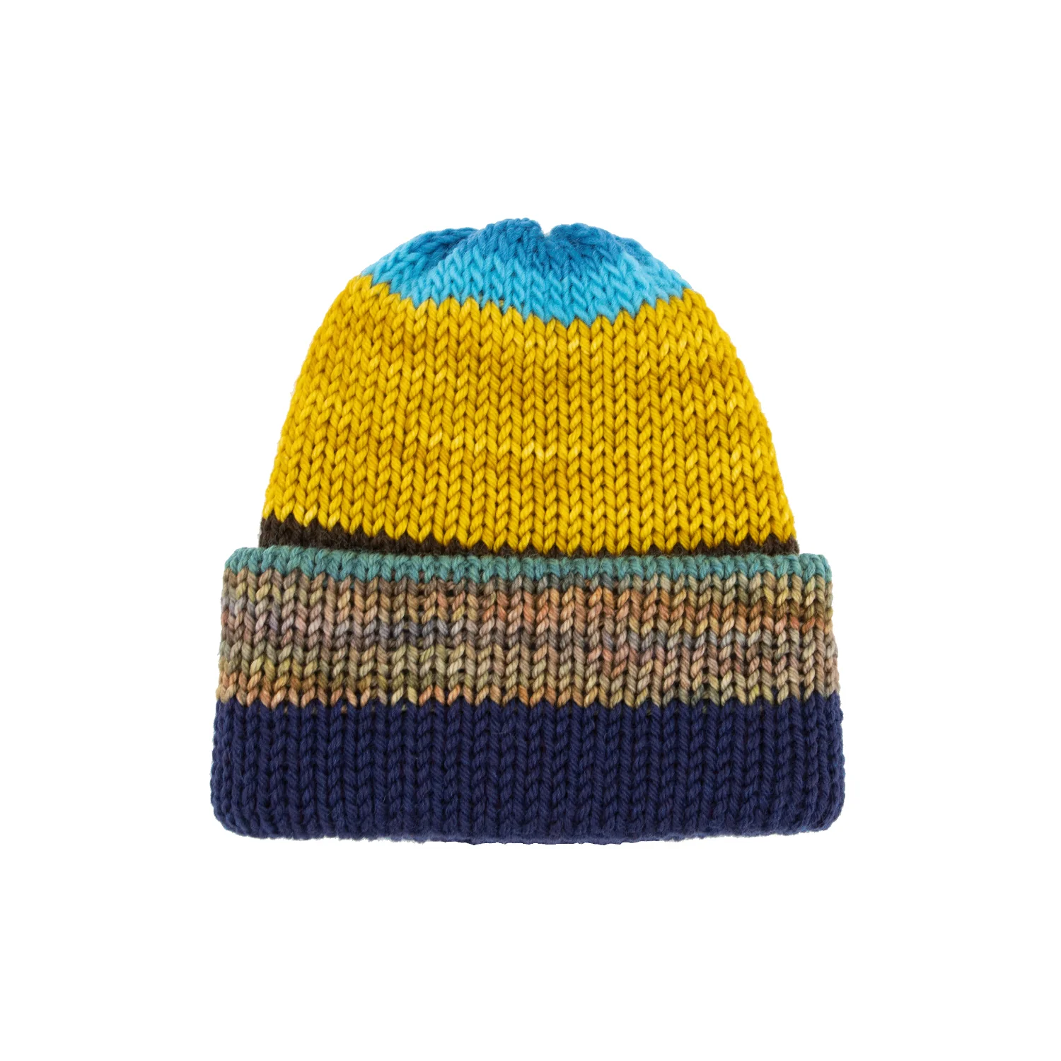 Chimney Ltd Short Stack Beanie -Blocks / Yellow / Blue