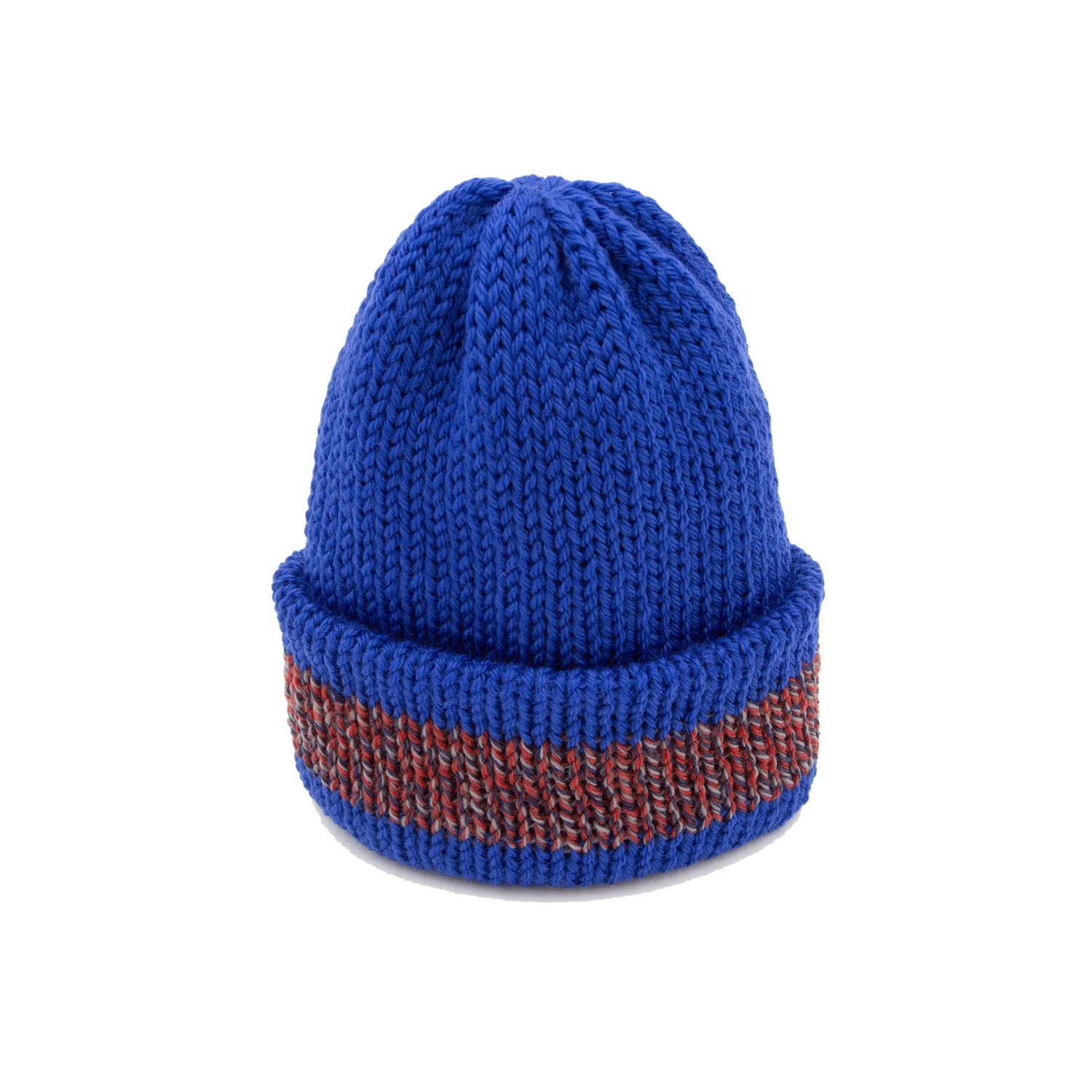 Chimney Ltd Short Stack Beanie - Celestial Blue / Ted Red - Image 2