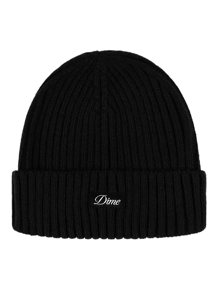 Dime Cursive Fold Beanie - Black