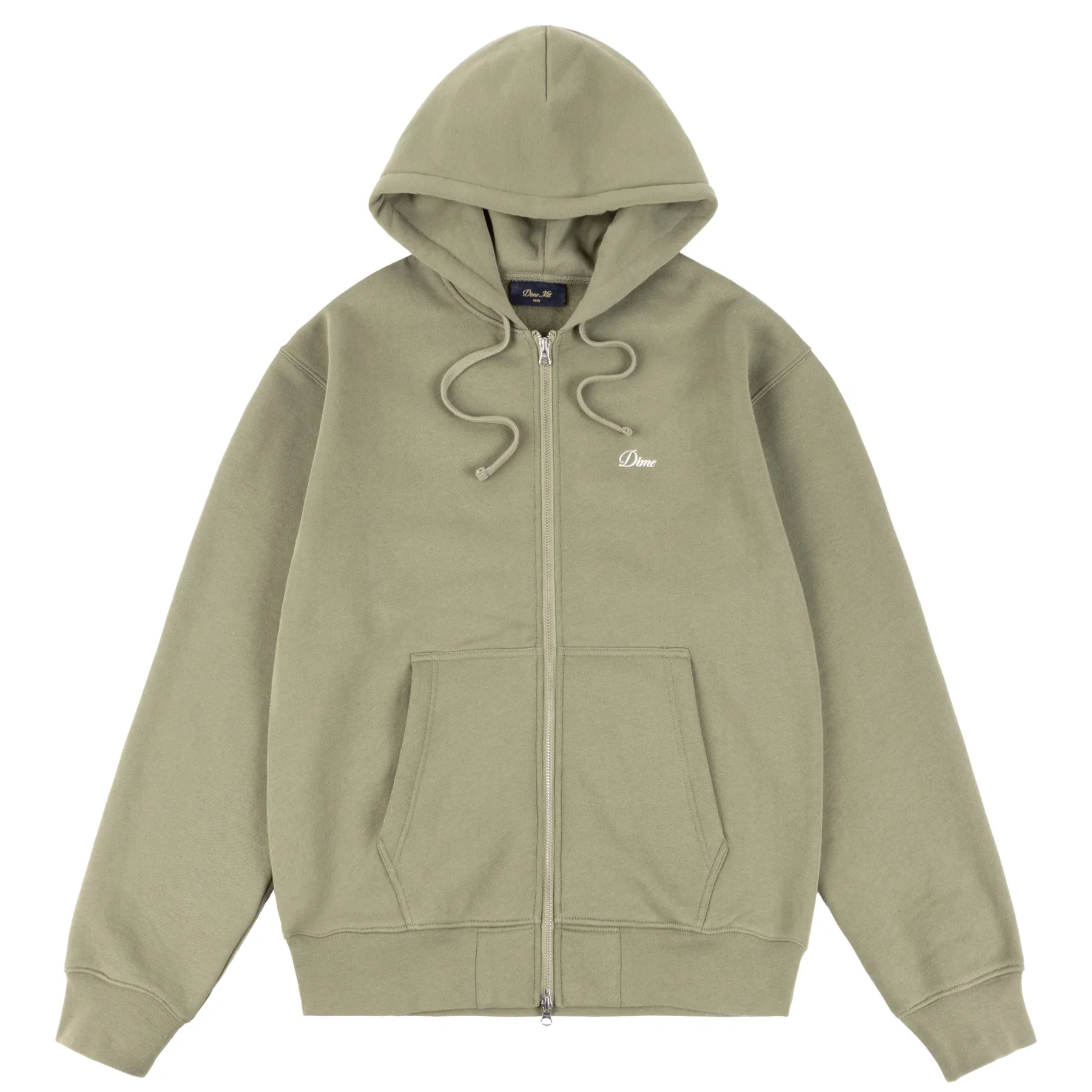 Dime Cursive Zip Hoodie - Army Green