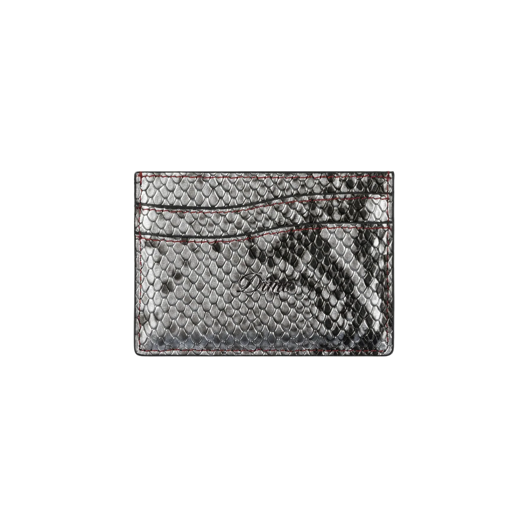 Dime Embossed Leather Card Holder - Silver Snake