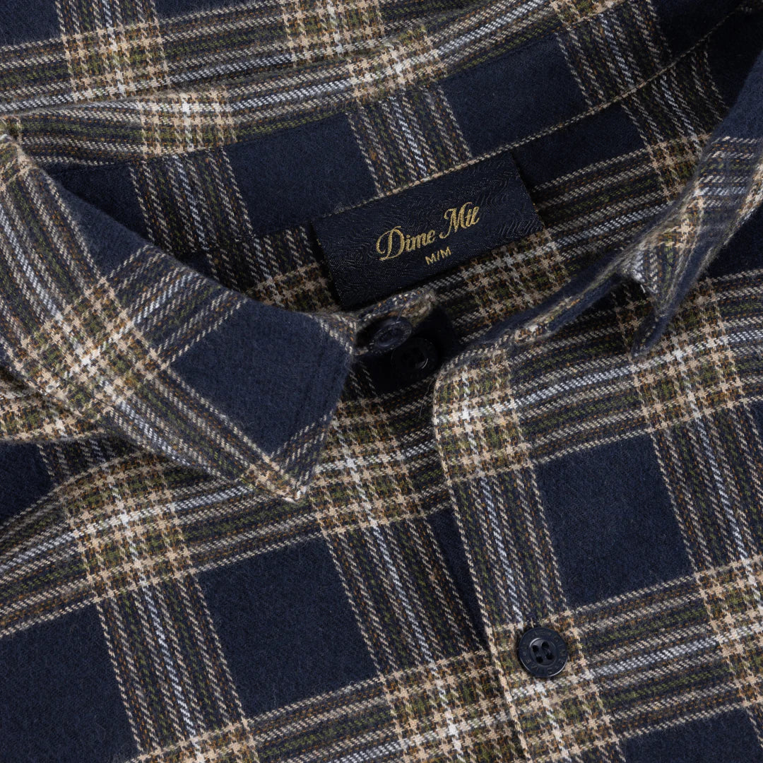 Dime Plaid Flannel Shirt - Navy - Image 2