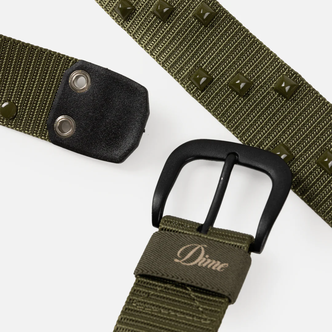 Dime Studded Belt - Army Green - Image 2