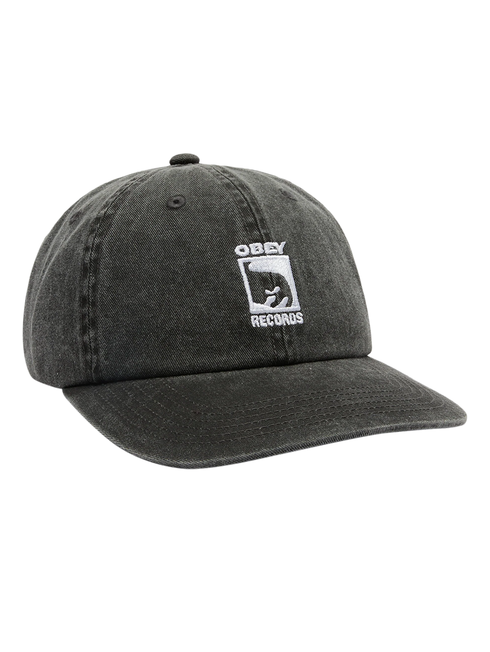 Obey Records 6 Panel Hat - Black