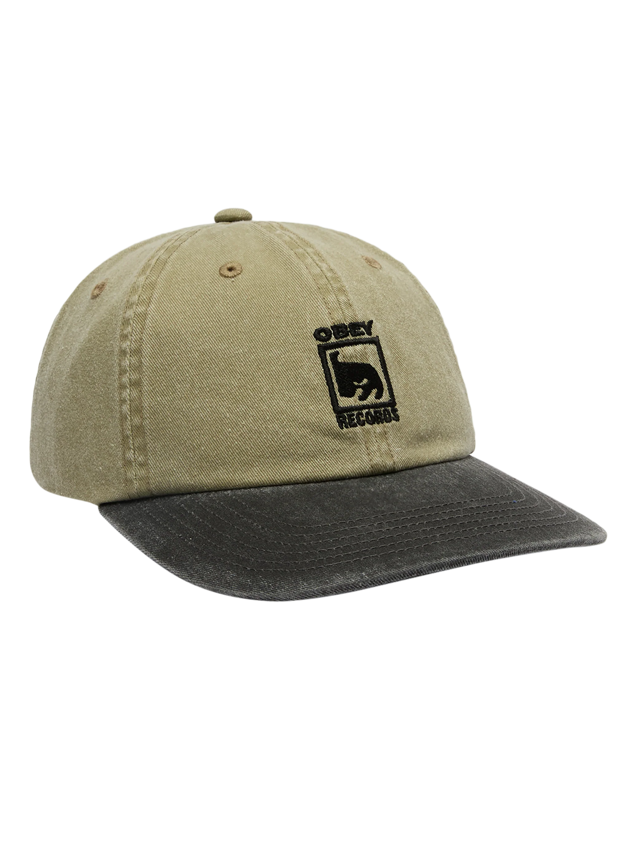 Obey Records 6 Panel Hat - Khaki