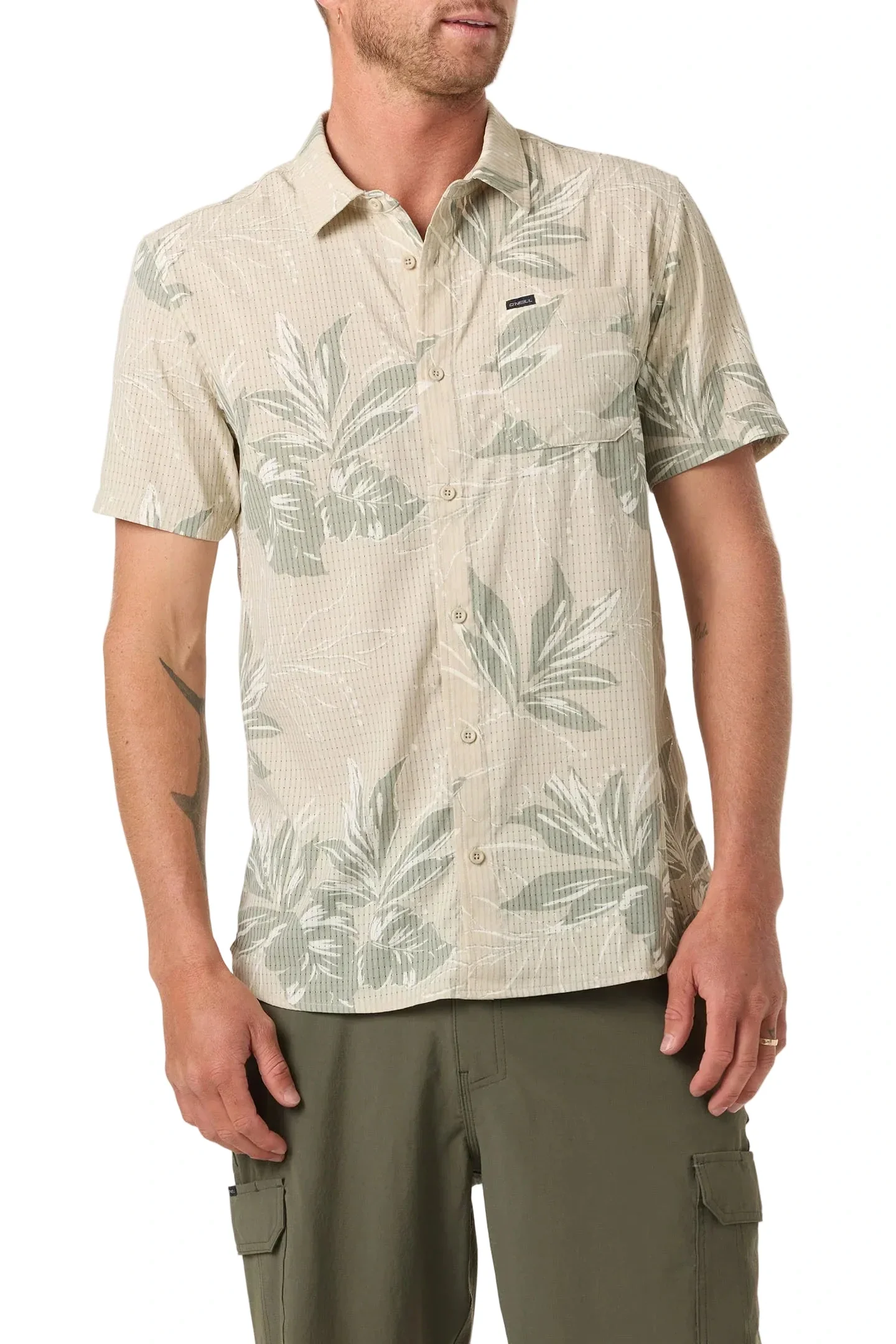 O'Neill TRVLR Perforated Printed Standard Fit Shirt - Khaki 2 - Image 3