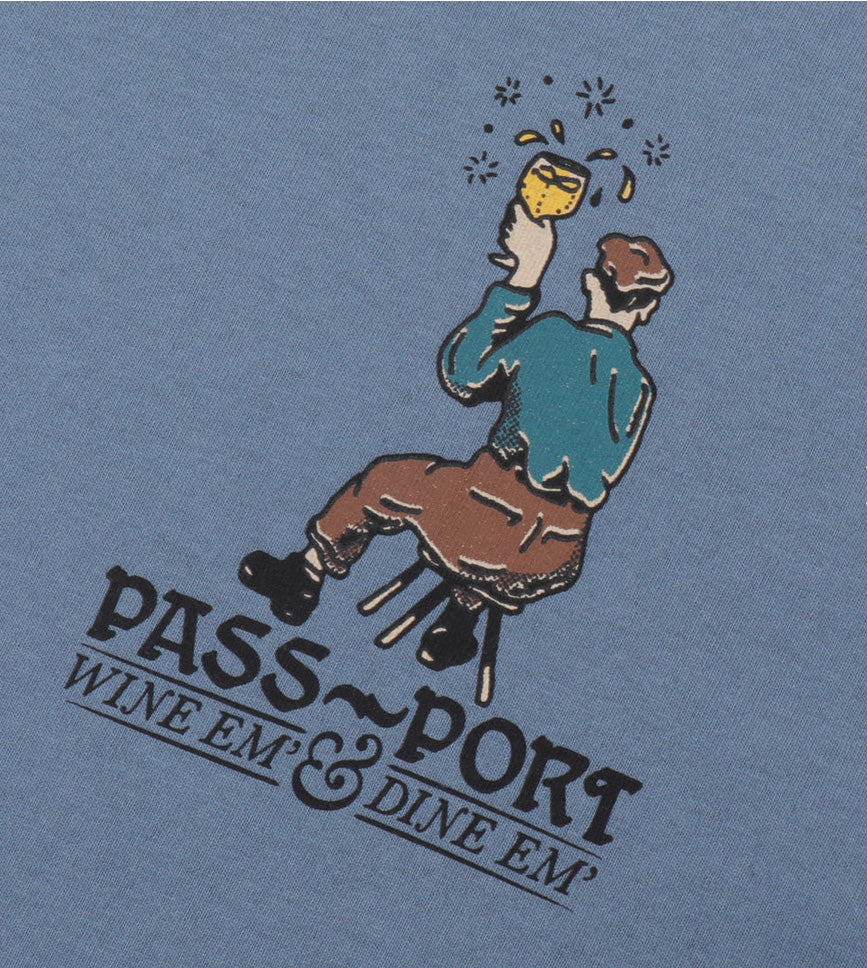 Pass Port Wine Em' Tee - Stonewash Blue - Image 3