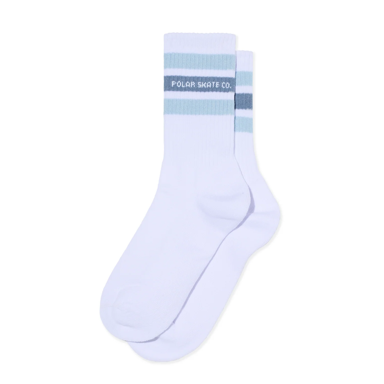 Polar Rib Socks Fat Stripe - White / Light Blue