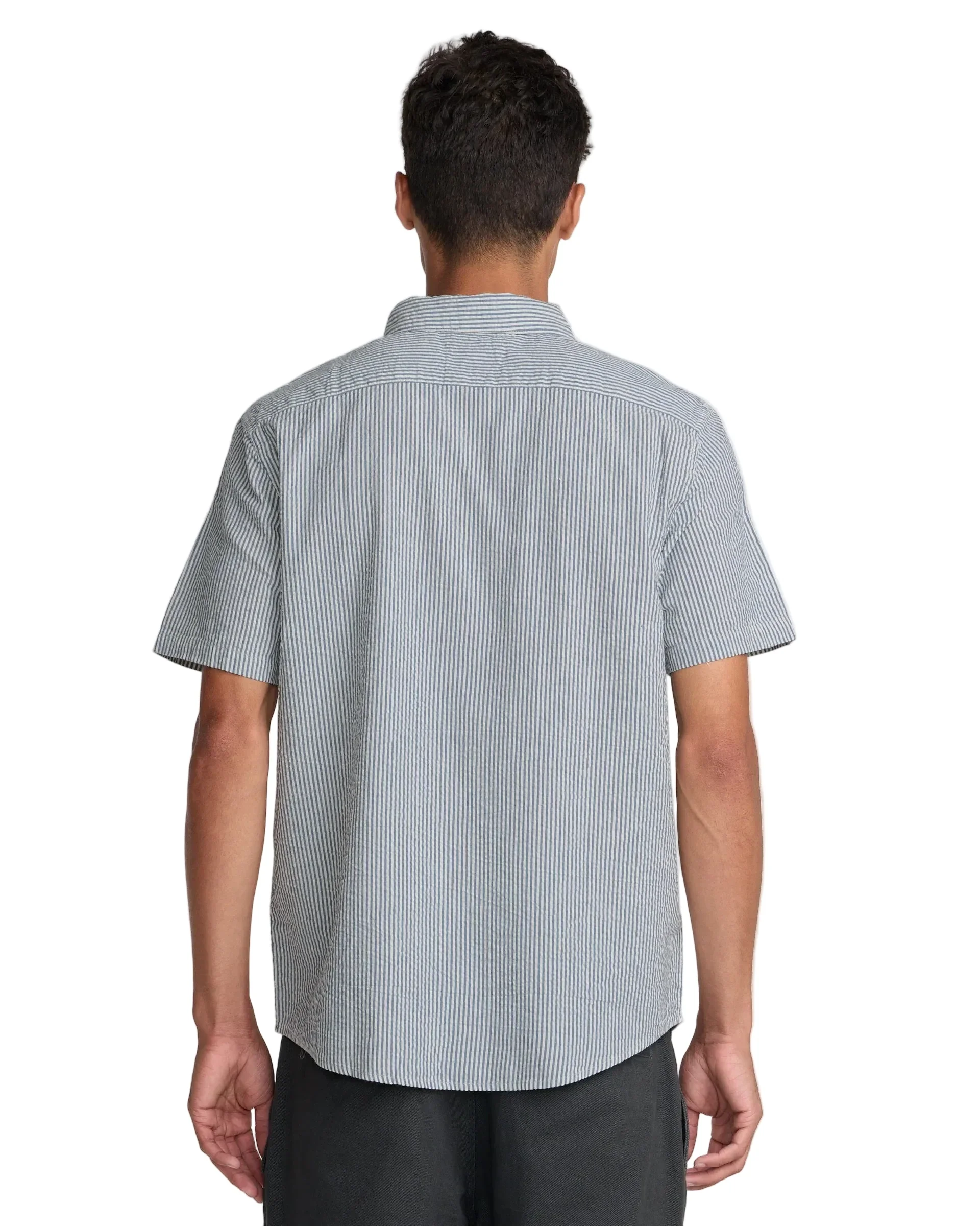 RVCA That'll Do Seersucker SS Shirt - Vintage Navy - Image 4