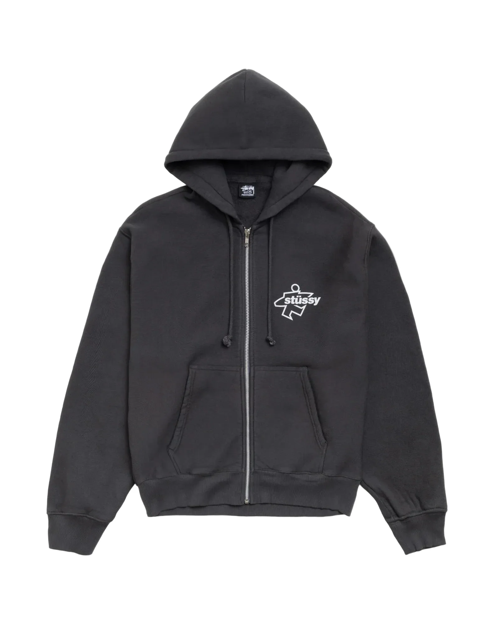 Stussy Surf Size Dyed Zip Hood - Faded Black - Image 2