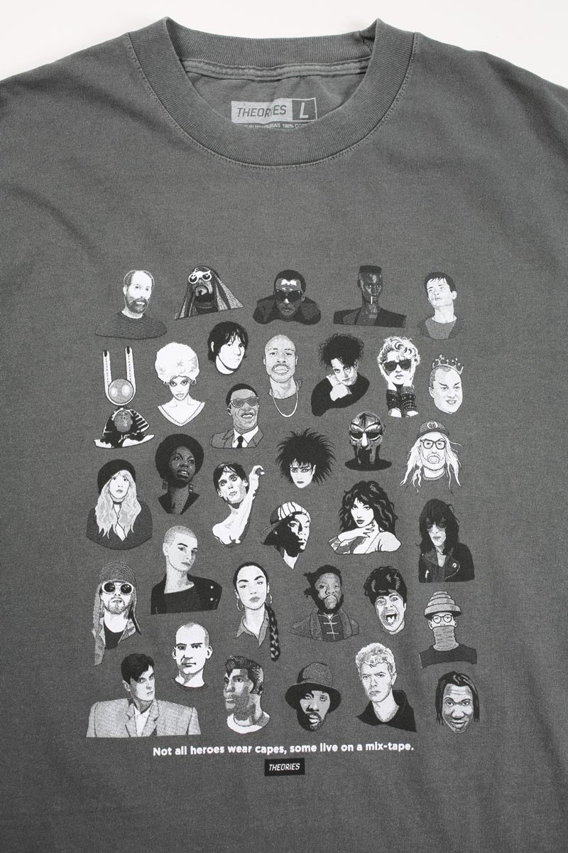 Theories Mixtape Garment Dyed Tee - Faded Black - Image 2