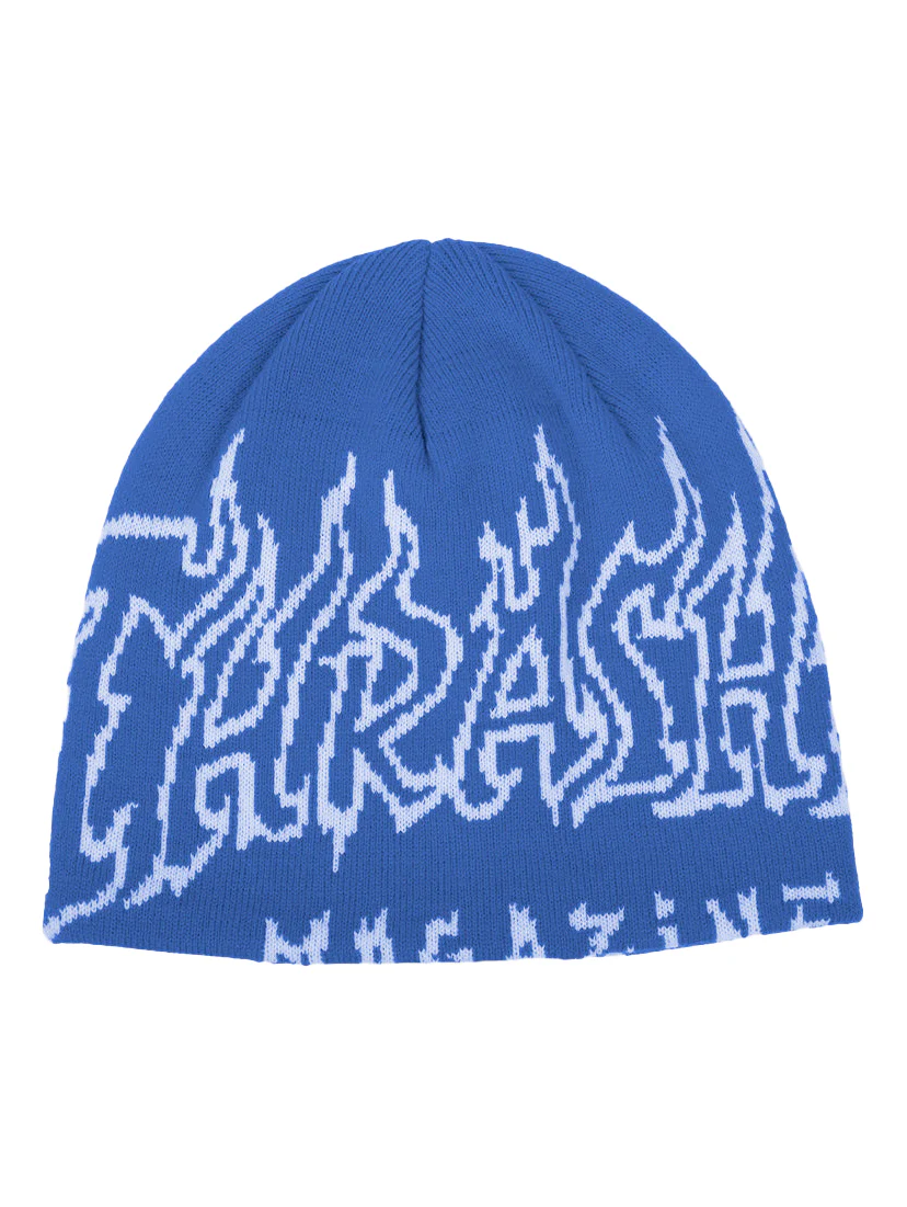 Thrasher Fire Outlined Skully Beanie - Blue
