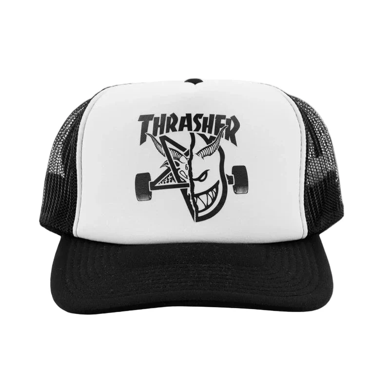 Thrasher x Spitfire Thrash and Burn Trucker - Black / White