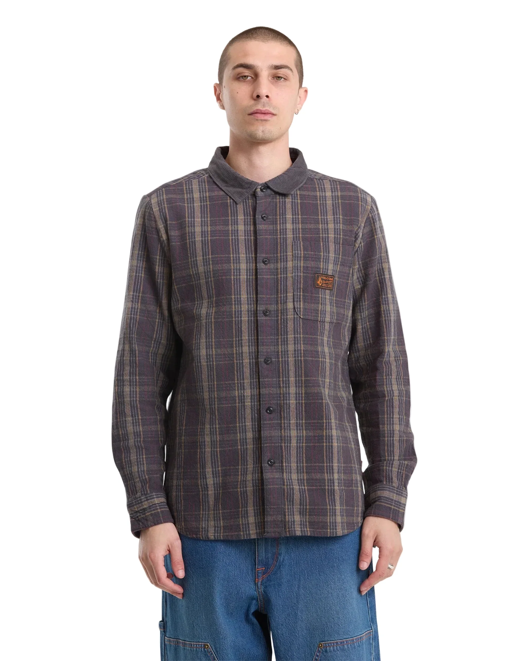 Volcom Stonevise Plaid LS - Asphalt Black